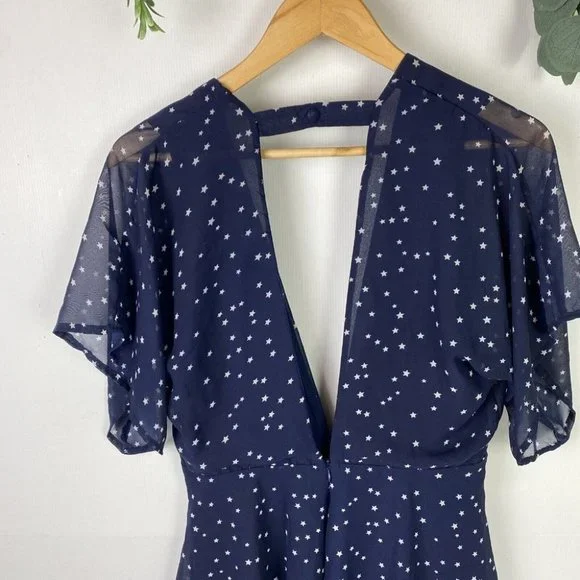 Lioness Size M Playsuit Romper Low Cut front & Back Navy Stars Party - Picture 8 of 11